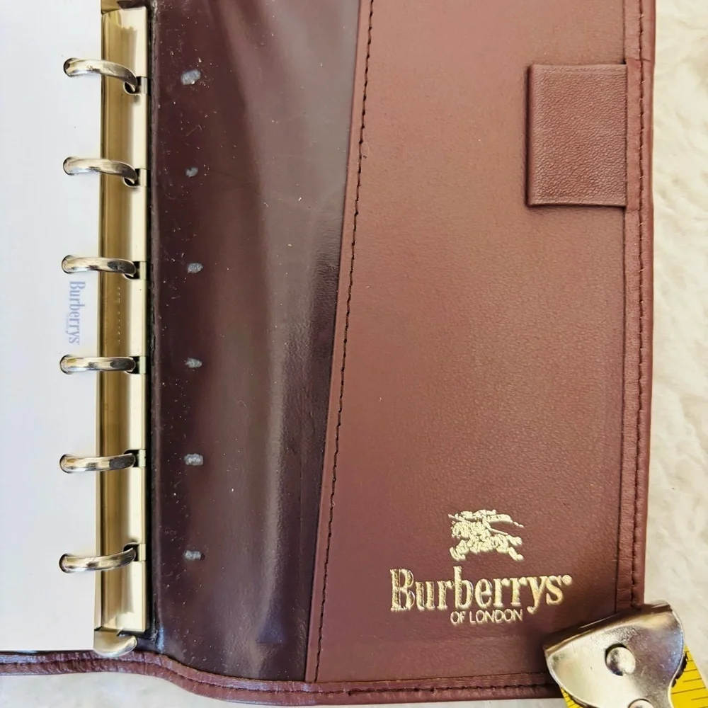 Burberrys London Brown Leather/Khaki Canvas Agenda/ Organizer Wallet